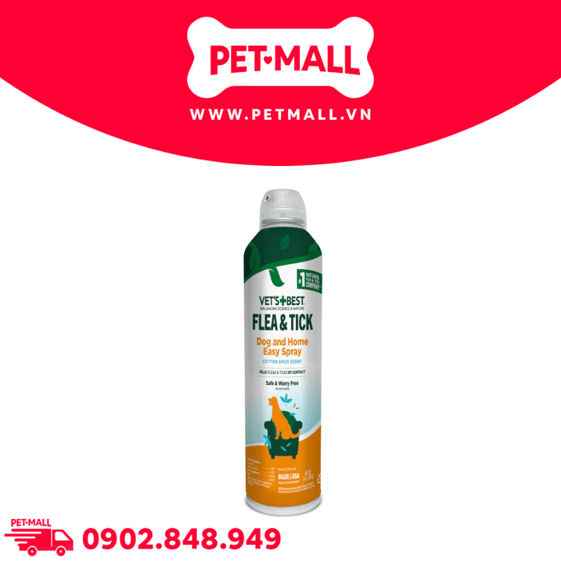 Xịt Vet's Best Flea & Tick Dog & Home Spray for Dogs 396g - Diệt ve bọ cho cả chó và không gian sống Petmall