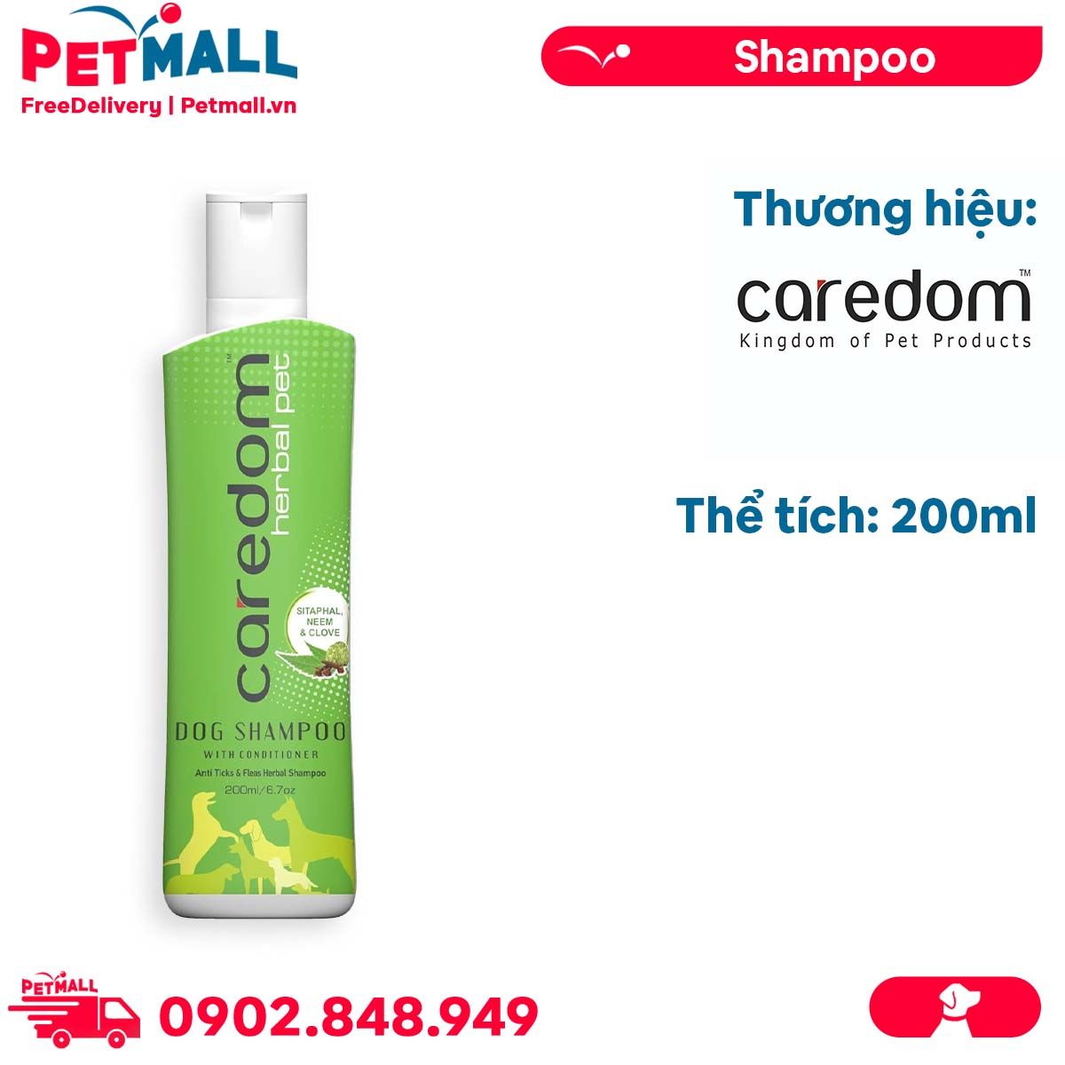 Sữa tắm Caredom ngừa ve bọ chét cho chó 200ml Petmall