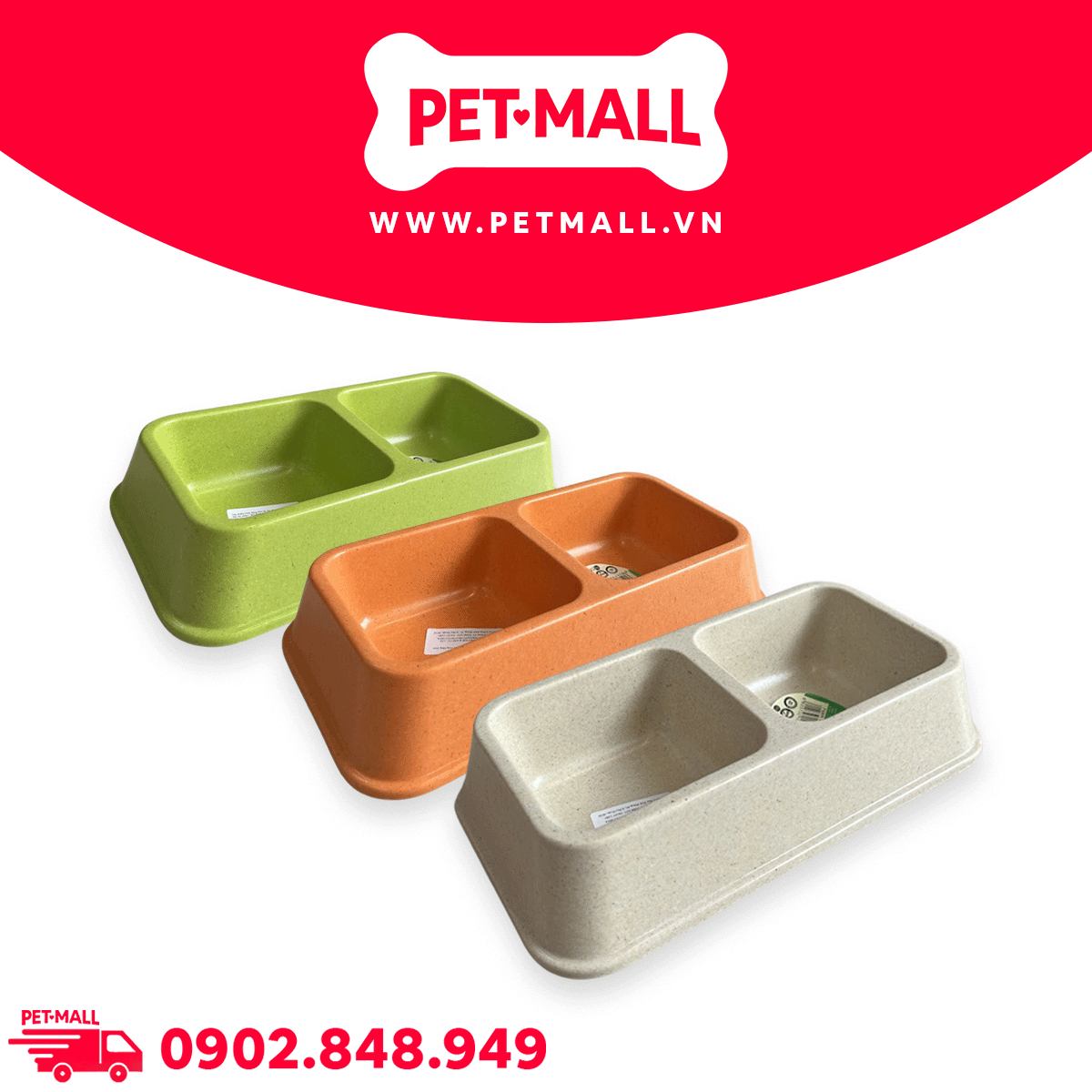 Chén đôi SONICE size 33 x 19 x 7 cm Petmall