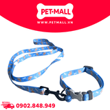 Set Dây + Vòng cổ Sonice Lucky Leash + Collar 10kg - 1.5cm Hình chó xanh biển Petmall
