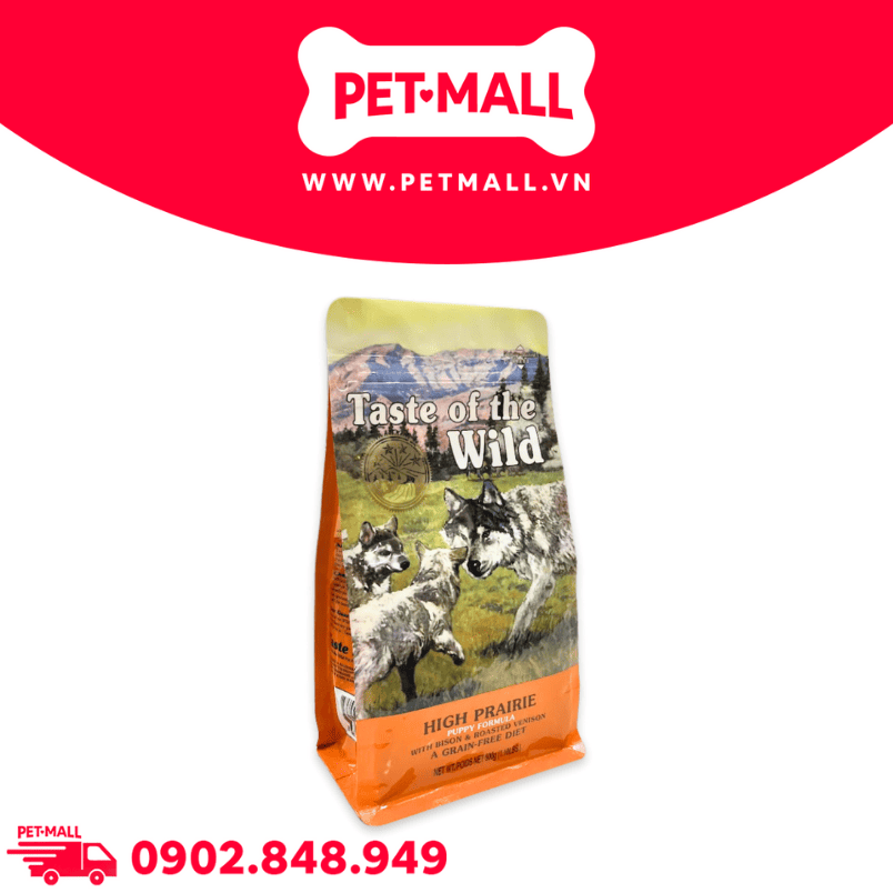 Thức ăn chó Taste Of The Wild High Prairie PUPPY 500g - Bison & Roasted Venison, Bò Rừng Nướng & Nai Nướng, chuyên chó con - nhập USA Petmall