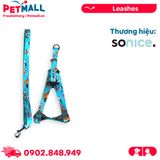 Set Dây + Yếm Sonice Lucky Leash + Harness 10kg - 1.5cm Hình chó mèo xanh lục Petmall