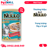 Hộp 12 Gói 70g - Pate mèo NEKKO GRAVY Tuna & Shirasu - Cá ngừ và Cá cơm Petmall