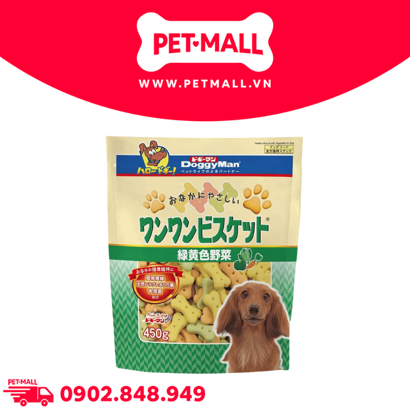 Treats DoggyMan Healthy Biscuit with Vegetable for Dog 450g - Bánh quy rau củ hỗn hợp cho chó Petmall