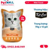 Hộp 12 Gói 70G - Pate mèo KitCat Petite Pouch Tuna & Salmon - Vị Cá ngừ và Cá hồi Petmall