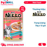 Hộp 12 Gói 70g - Pate mèo NEKKO GRAVY Tuna & Shrimp - Cá ngừ và Tôm Petmall