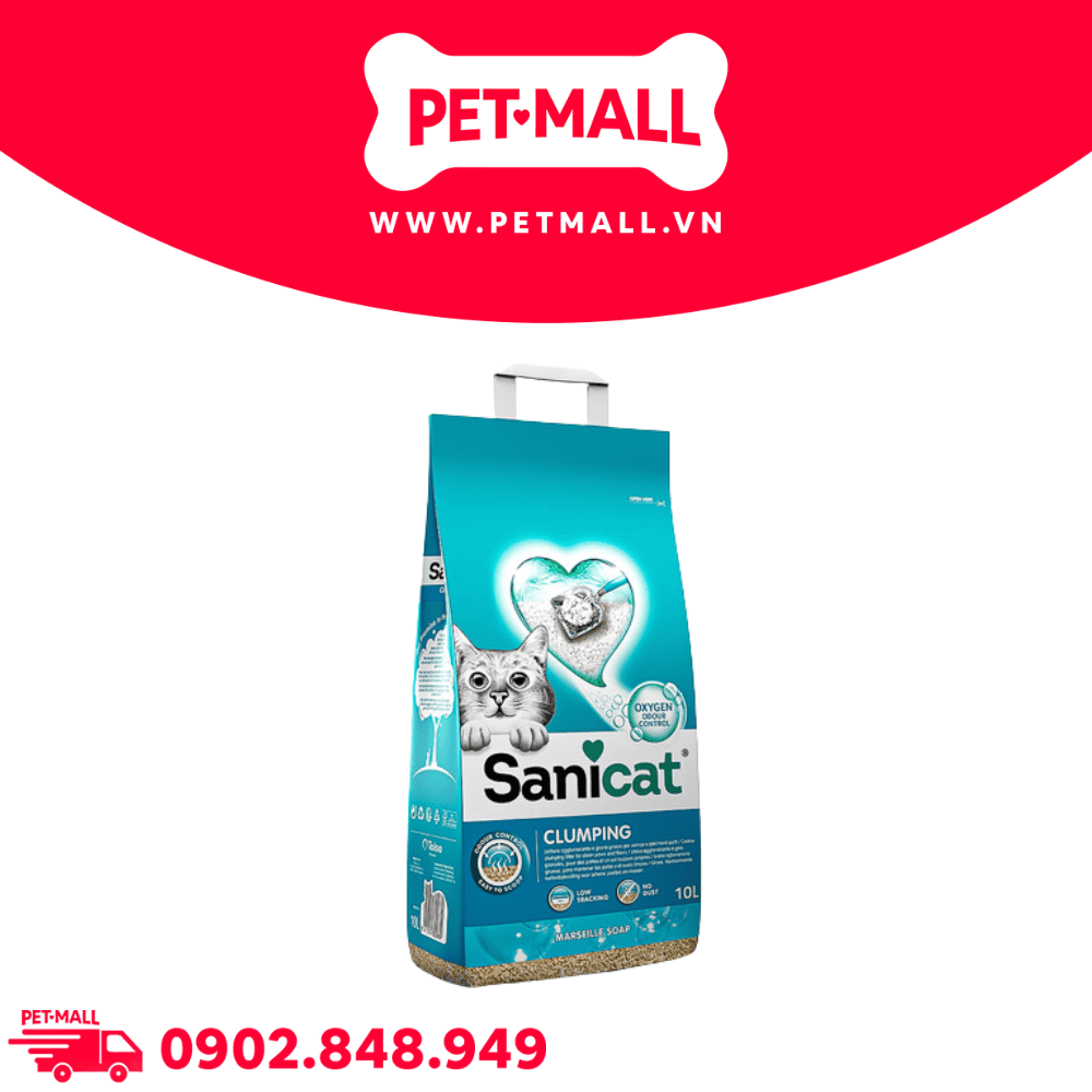 Cát vệ sinh Sanicat Clumping White Active Marseille Soap Bentonite Cat Litter 30L - Hương xà phòng, vón cục và diệt khuẩn Petmall