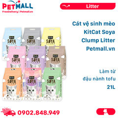Cát vệ sinh mèo KitCat Soya Clump Cat Litter 21L - Làm từ đậu nành tofu Petmall