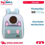 Balo du lịch SONICE Cat Paw Size 40x34x23cm - Màu xanh ngọc - Phi hành gia, kèm túi phụ cao cấp Petmall