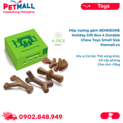 Hộp xương gặm BENEBONE Holiday Gift Box 4 Durable Chew Toys Small Size - Mix vị Cá hồi, Thịt xông khói, Gỗ cây phong cho chó <13kg Petmall