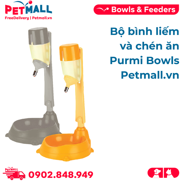 Bộ chén ăn tích hợp bình nước Purmi 2in1 Bowls - Mix màu Petmall
