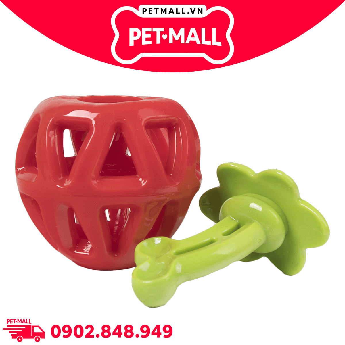 Đồ chơi FOFOS fruity-bites strawberry treat leakage toys - Hình quả dâu đựng treats cho thú cưng chơi đùa Petmall