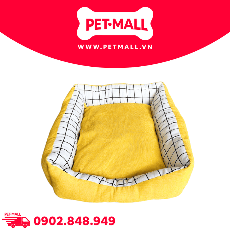 Nệm SONICE Yellow Caro Pattern Pet Bed - Size S 45 x 35 x 13cm Petmall