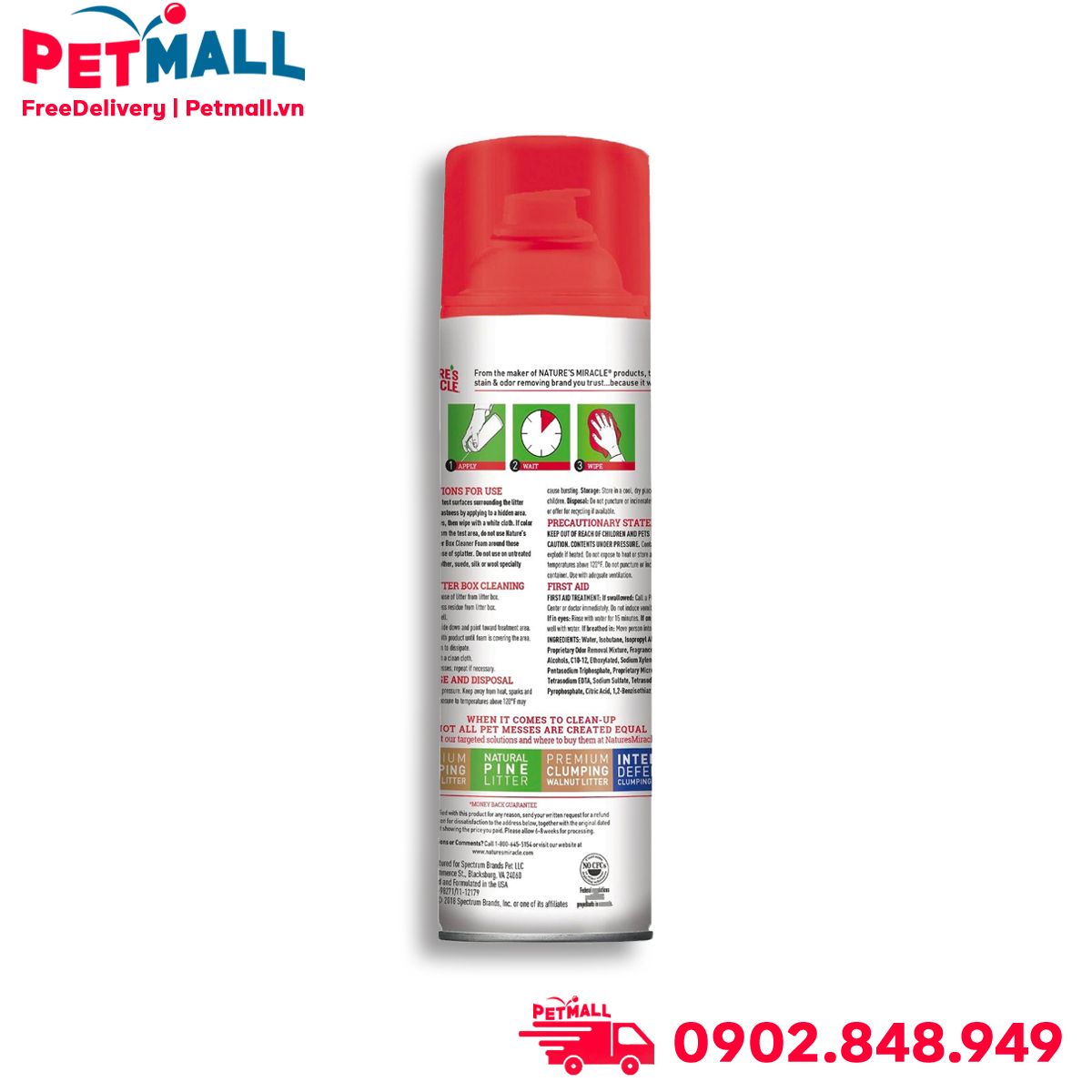 Xịt Nature's Miracle Litter Box Cleaner Foam Enzymatic Formula 496g