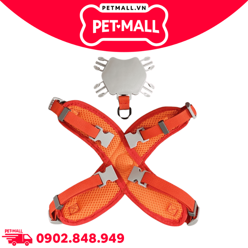 Set dây dắt + yếm SONICE Rope dog leash + harness size 20kg M2 - Đỏ Petmall