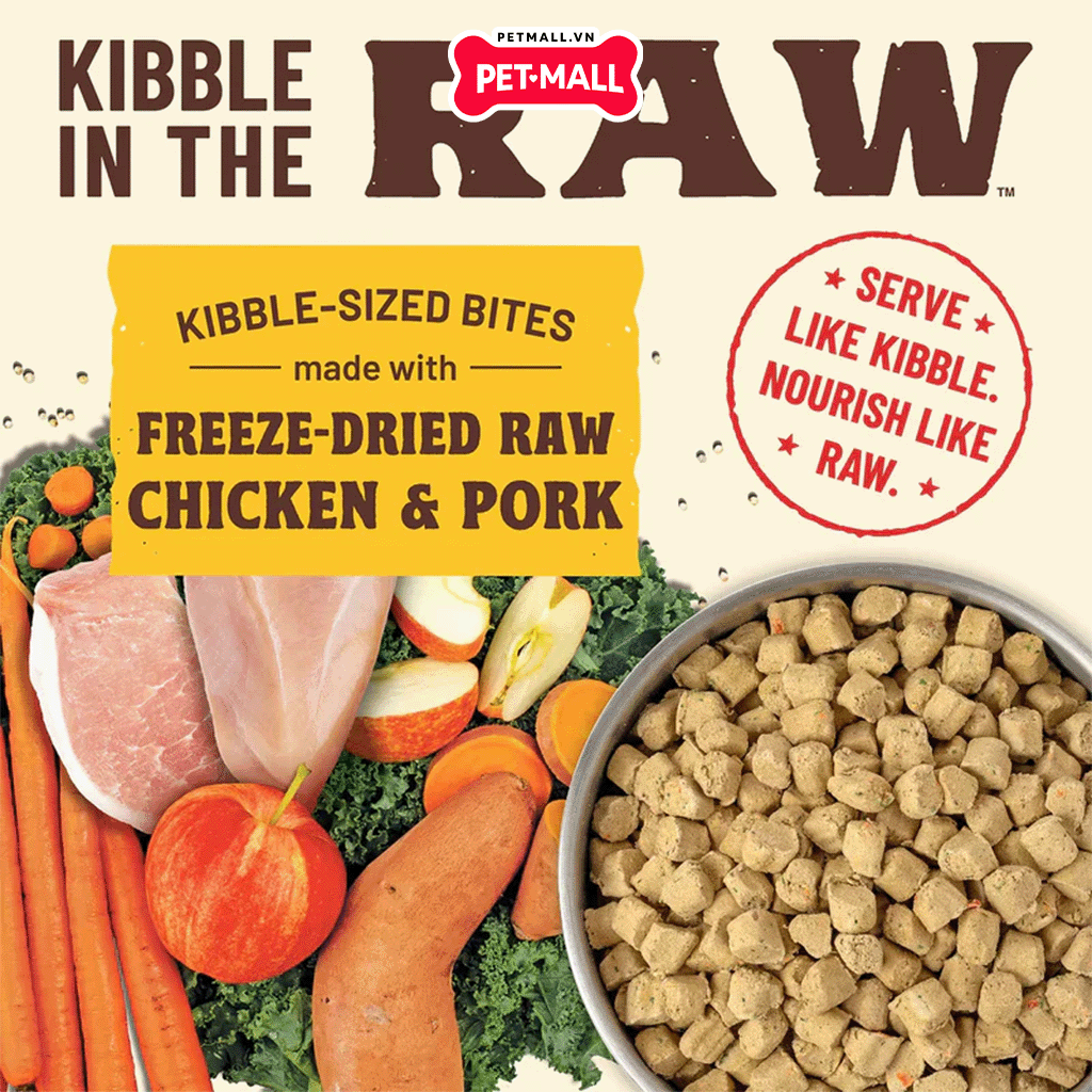 680G - Thức ăn hạt Raw Primal Kibble từ Thịt Heo & Gà tươi Petmall