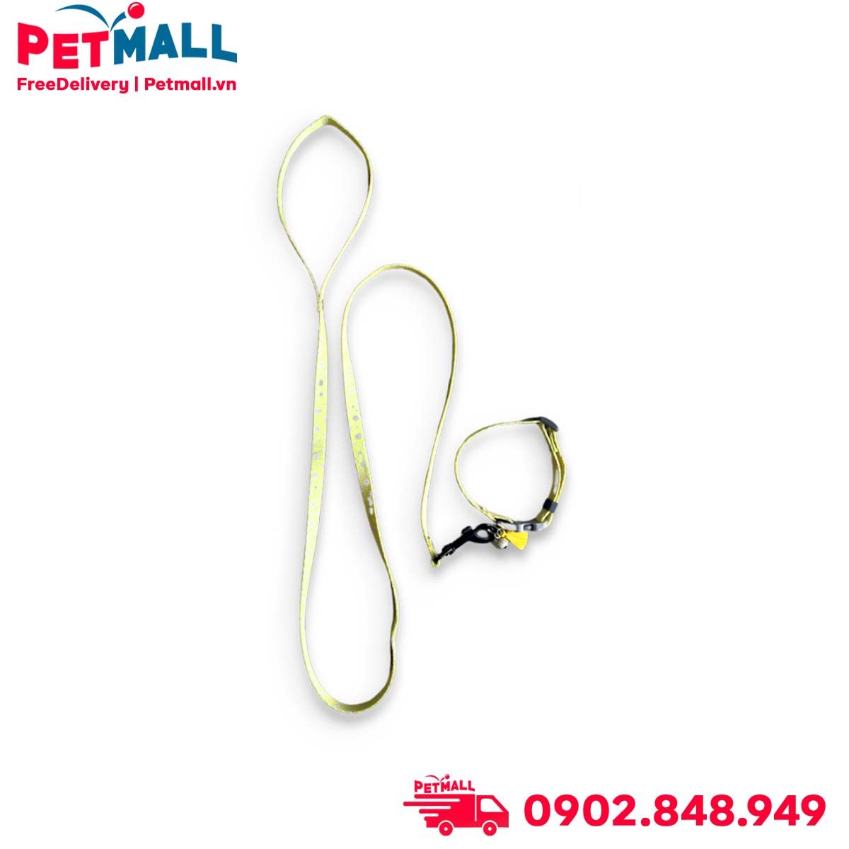 Set Dây + Vòng cổ Sonice Lucky Leash + Collar 5kg - 1cm Hoa vàng Petmall