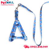 Set Dây + Yếm Sonice Lucky Leash + Harness 5kg - 1cm Hình chó xanh biển Petmall