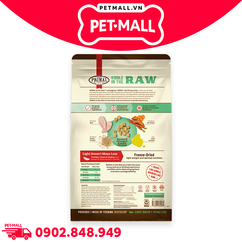 Combo 4 Gói 680G - Thức ăn hạt Raw Primal Kibble từ Thịt Gà tươi cho chó Petmall