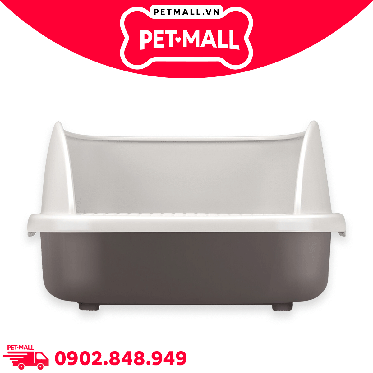 Khay vệ sinh mèo CATIDEA Cat Litter Box Size XL - 63x46x25cm  | Màu Xám - Tặng kèm xẻng Petmall