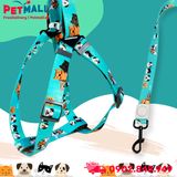 Set Dây + Yếm Sonice Lucky Leash + Harness 30kg - 2.5cm Hình chó mèo xanh lục Petmall