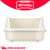 Khay vệ sinh mèo CATIDEA Cat Litter Box Size XL - 63x46x25cm | Màu Trắng Kem - Tặng Kèm Xẻng Petmall
