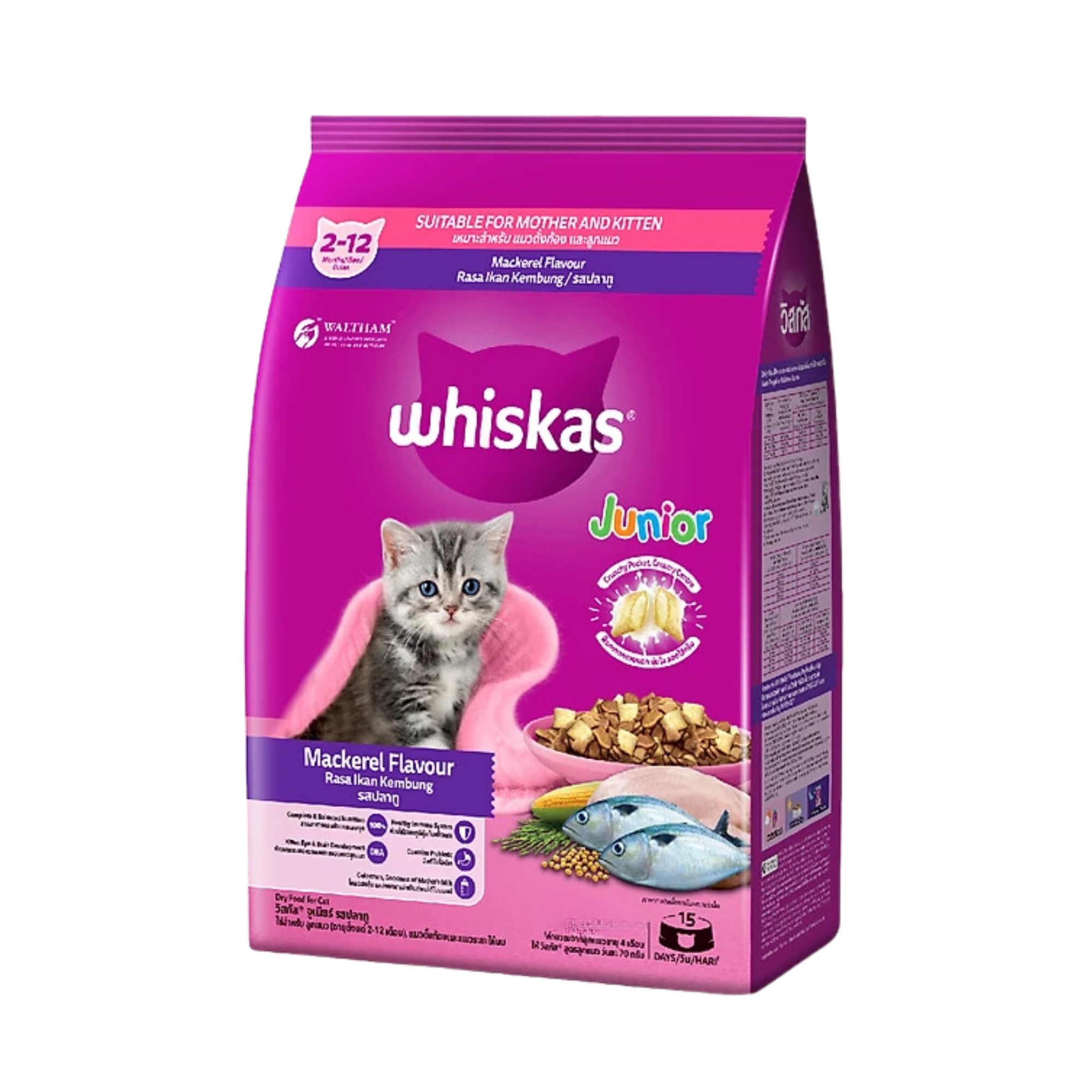 5.5KG - Thức ăn WHISKAS Mackerel Flavour Junior - Vị cá thu (cho mèo từ 2-12 tháng) Petmall