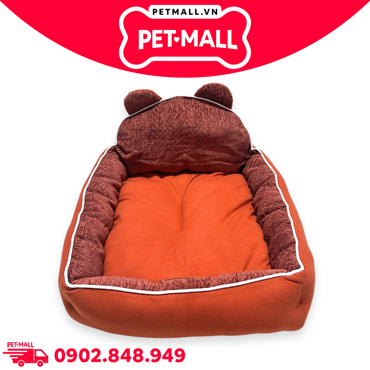 Nệm SONICE Big Bear Pet bed hình gấu size L - 45 x 55 x 14 cm | Màu cam Petmall