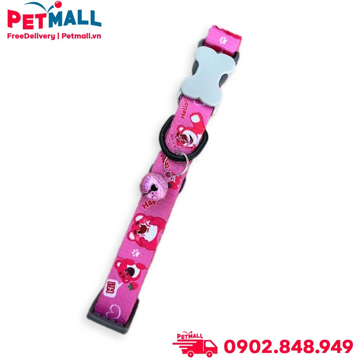 Vòng cổ Sonice Lucky Collar 10kg - 1.5cm Gấu dâu Petmall