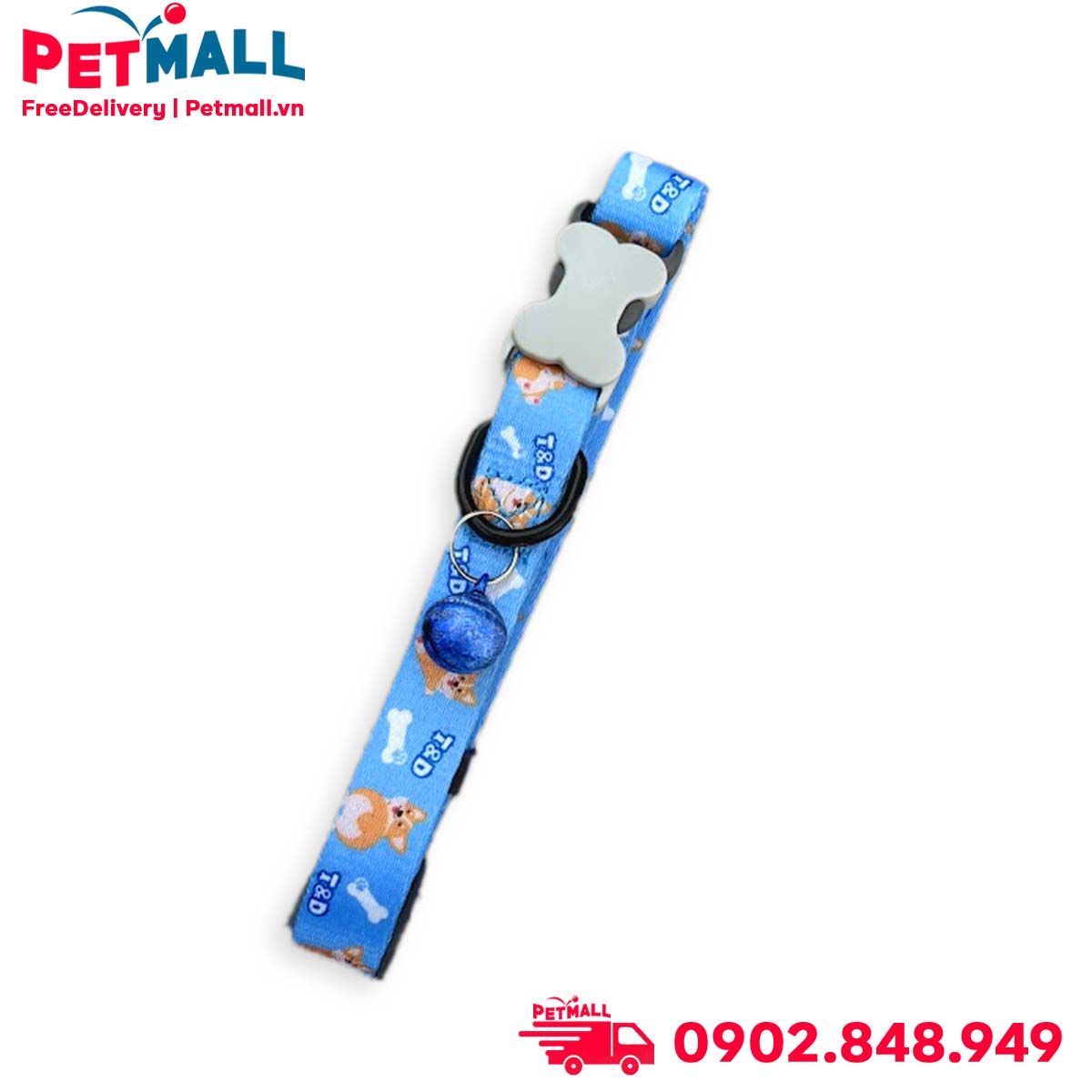 Vòng cổ Sonice Lucky Collar 10kg - 1.5cm Hình chó xanh biển Petmall