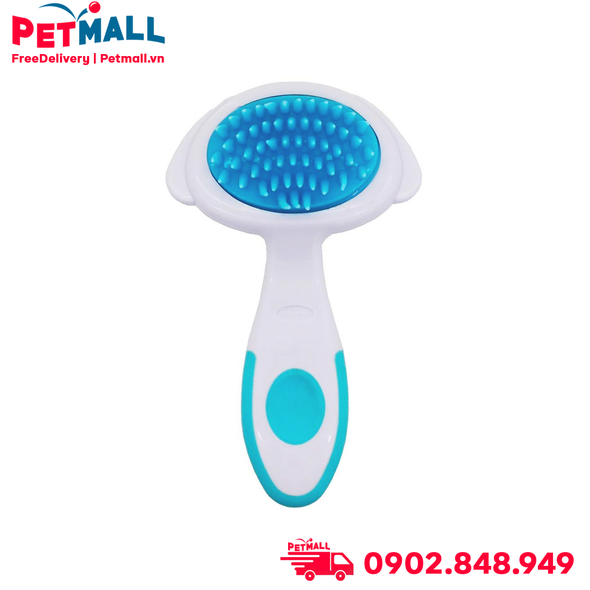 Lược DoggyMan DW Soft Pin Brush for Dog Răng cao su cao cấp Petmall