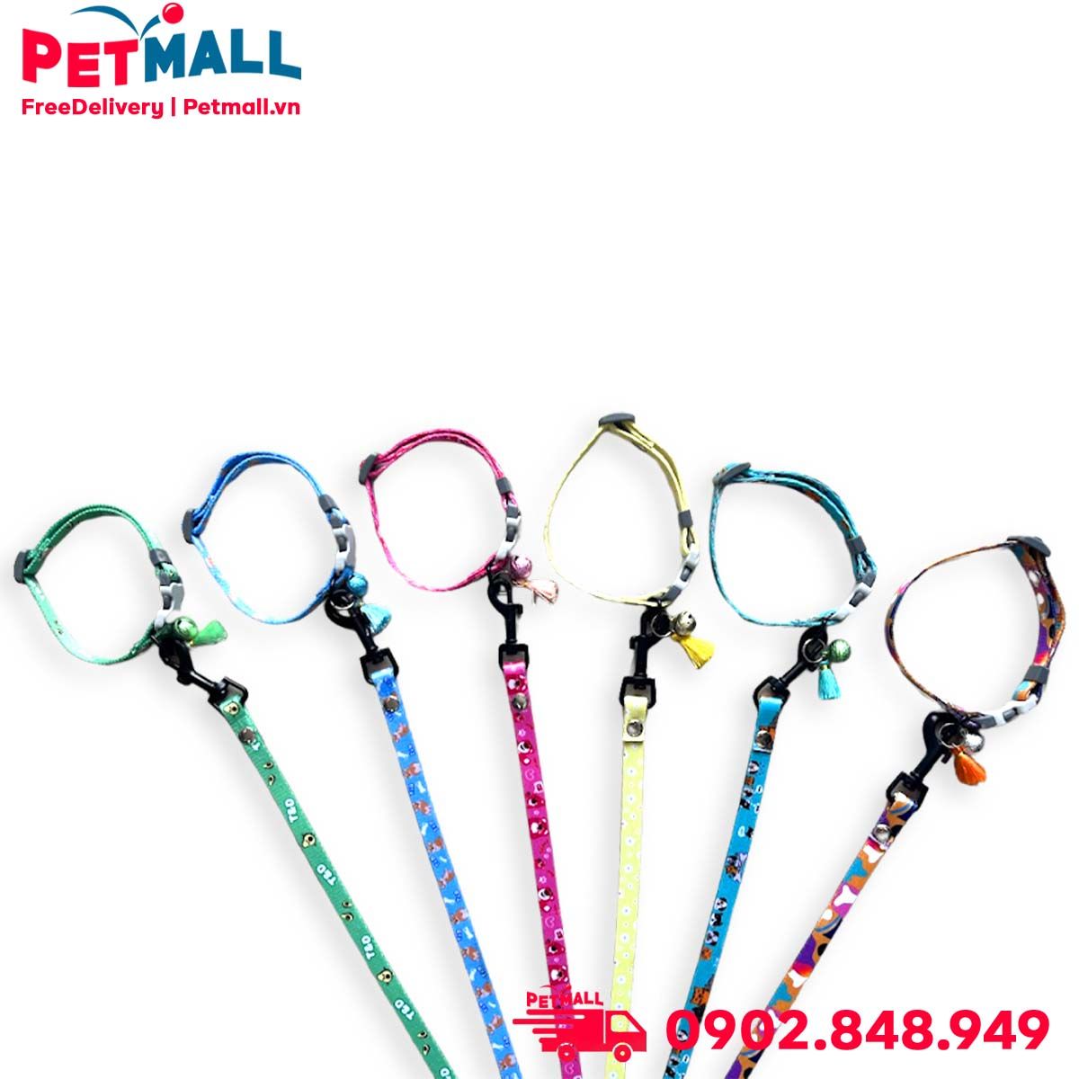 Set Dây + Vòng cổ Sonice Lucky Leash + Collar 5kg - 1cm Hình chó mèo xanh lục Petmall
