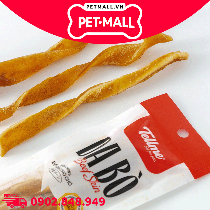 Treats gặm Tellme Cow Skin Bone size 20cm S.2 - 30g - Da bò thật Petmall