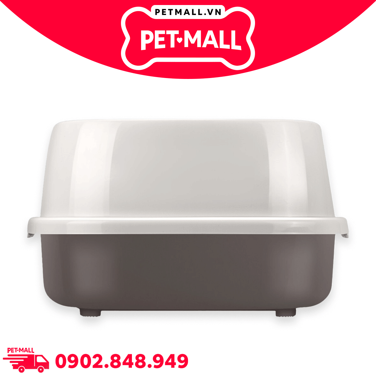 Khay vệ sinh mèo CATIDEA Cat Litter Box Size XL - 63x46x25cm  | Màu Xám - Tặng kèm xẻng Petmall