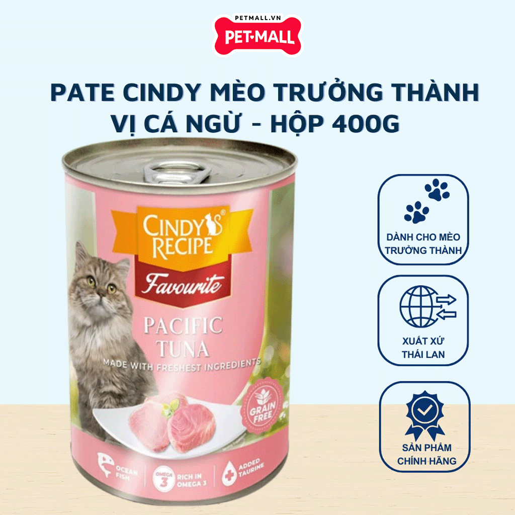 Combo 12 Lon 400G - Pate mèo Cindys Recipe Dành cho MÈO TRƯỞNG THÀNH - Mix vị Petmall