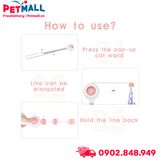 Đồ chơi Pet Gravity Laser 2in1 Retractable Cat Wand Toys Blue Color Size 21cm - Màu Xanh, cần câu lông vũ kèm laser cho Mèo Petmall