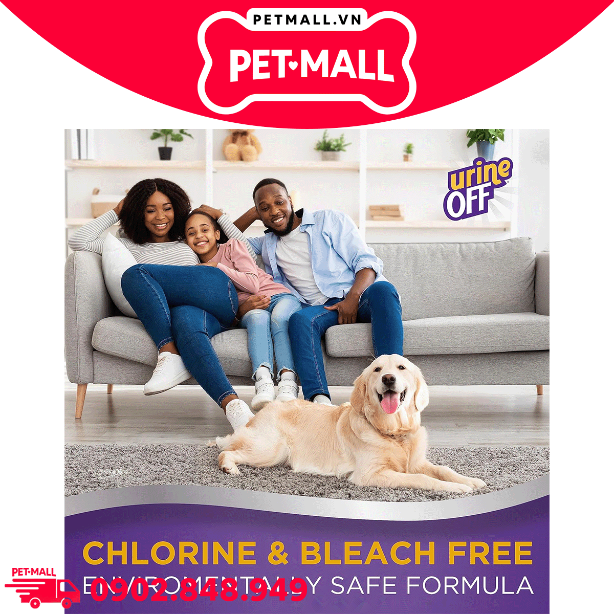 Xịt khử mùi & vết ố URINE OFF Dog & Puppy Unscented Scented Stain & Odor Remover 118ml - khử mùi nước tiểu, diệt khuẩn Petmall