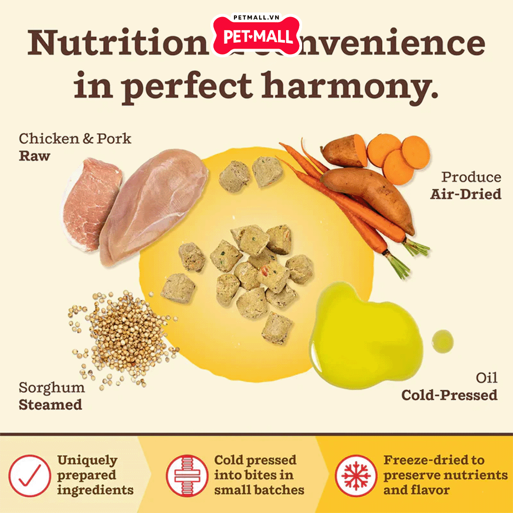 2.720KG - Thức ăn hạt Raw Primal Kibble từ Thịt Heo & Gà tươi