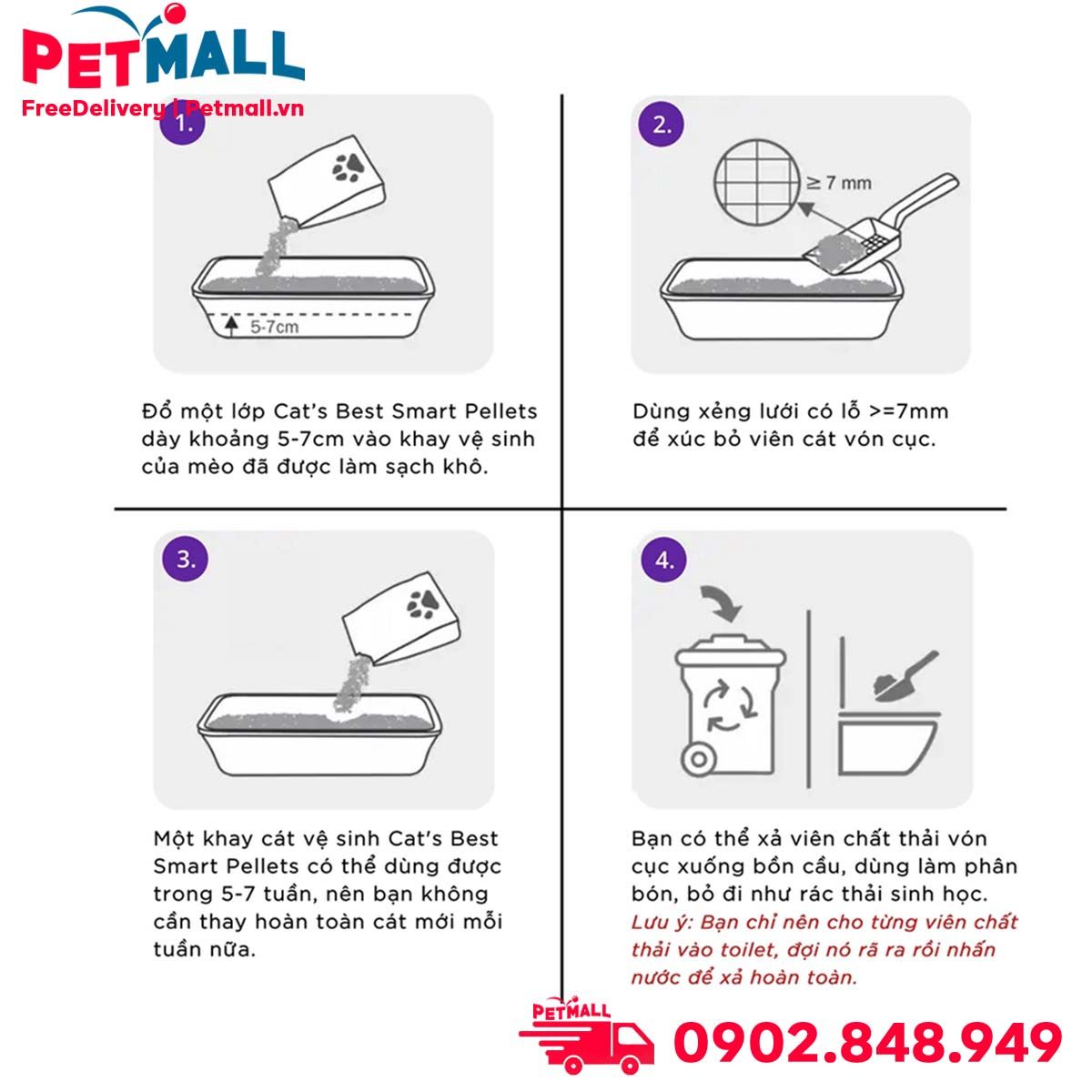 Cát gỗ vệ sinh CatsBest Smart Pellets Cat Litter 10kg - Làm từ gỗ Germany Petmall