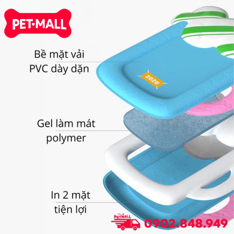 Nệm nước SONICE Zeze Freeze Bedding Size L | 80x67cm - Có gel lạnh, làm mát mùa hè Petmall