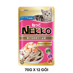 Hộp 12 Gói 70g - Pate mèo NEKKO Jelly Tuna & Shrimp - Cá ngừ và Tôm Petmall