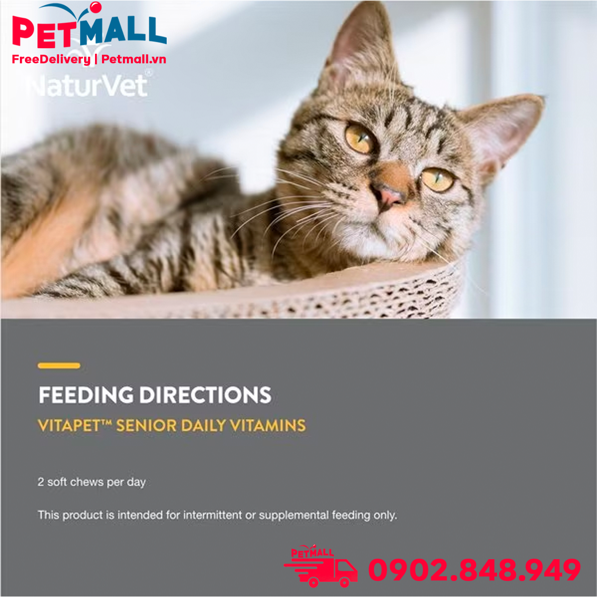 Viên nhai NaturVet VitaPet Senior Daily Vitamins Plus Glucosamine Cat