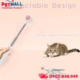 Đồ chơi Pet Gravity Laser 2in1 Retractable Cat Wand Toys Blue Color Size 21cm - Màu Xanh, cần câu lông vũ kèm laser cho Mèo Petmall