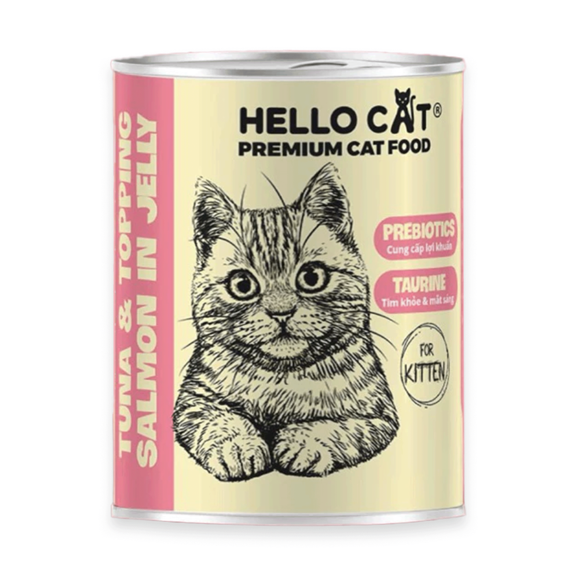 Combo 6 Lon 400G - Pate mèo HelloCat Premium Kitten in Jelly vị Cá Ngừ và Cá Hồi Petmall