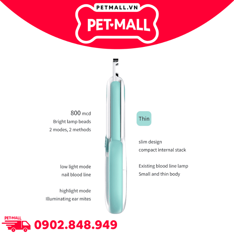 Kềm cắt móng Pet Gravity LED mini Nail clipper - Màu xanh dương Petmall