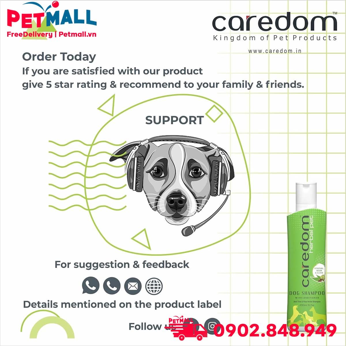 Sữa tắm Caredom ngừa ve bọ chét cho chó 200ml Petmall