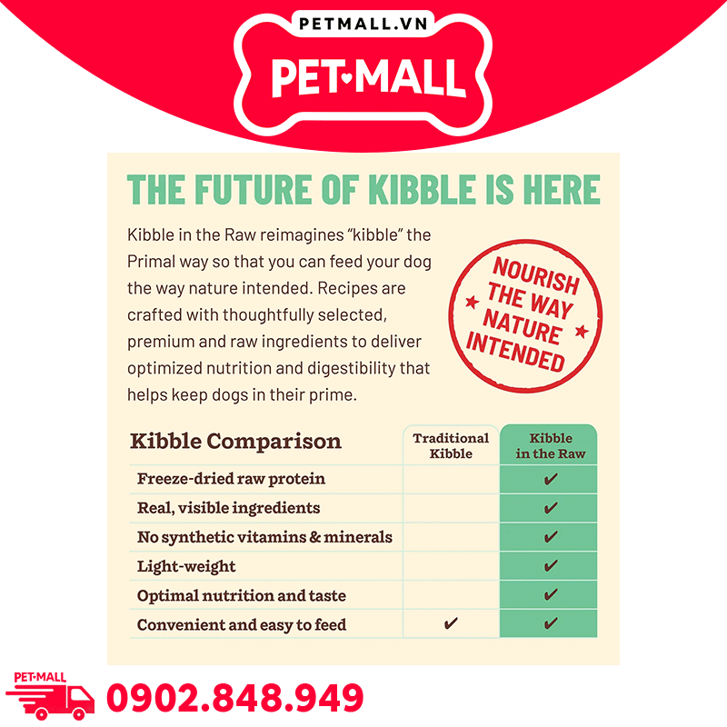 Combo 4 Gói 680G - Thức ăn hạt Raw Primal Kibble từ Thịt Gà tươi cho chó Petmall