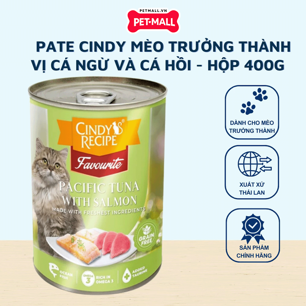 Combo 12 Lon 400G - Pate mèo Cindys Recipe Dành cho MÈO TRƯỞNG THÀNH - Mix vị Petmall