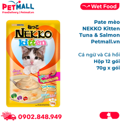 Hộp 12 Gói 70g - Pate mèo NEKKO Kitten Tuna & Salmon - Cá ngừ và Cá hồi Petmall