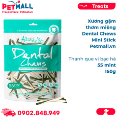 Xương gặm thơm miệng Dental Chews Mini Stick 150g - 55 Mint - Thanh que vị bạc hà Petmall